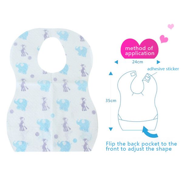 

new f-b 10pcs/lot waterproof non-woven fabric disposable baby bibs feeding saliva apron paper bibs