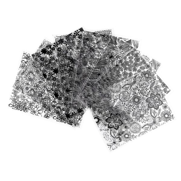 

8 sheets nail art stencils stickers flower shapes adhesives stripe tape patterns designs nail art supplies foil decals craft manicure