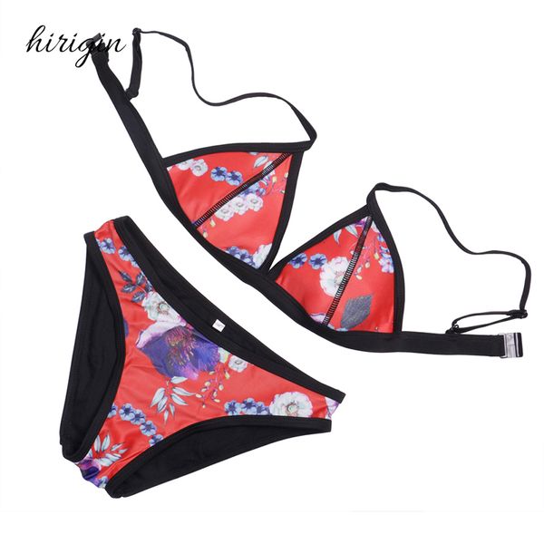 

hirigin brand spandex women's bikini set push up padded female swimsuit flower pattern bathing suit swimwear beachwear