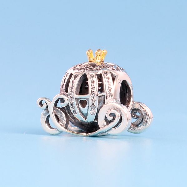 Glamour Princess Pumpkin Car Designer di lusso in argento sterling 925 con diamanti CZ per Pandora Braccialetto fai da te di alta qualità con perline con scatola