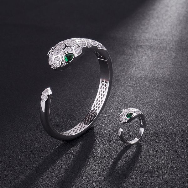 

luxury snake bangle explosion style golden simple open bangle ring luxury punk hip hop personality men and women bracelet ornament, Golden;silver