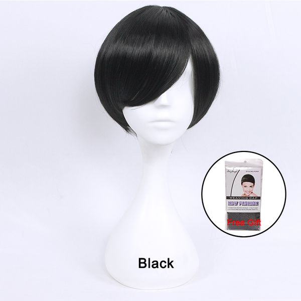 

dianqi 20 color short bob wig with slanted bangs black white purple blue yellow synthetic hair costume party cosplay female wigs