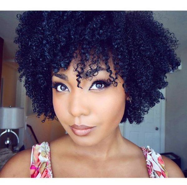 Encantador o penteado natural Brasileiro Do Cabelo Africano Americano curto kinky encaracolado peruca Simulação do cabelo Humano kinky curly perucas com franja