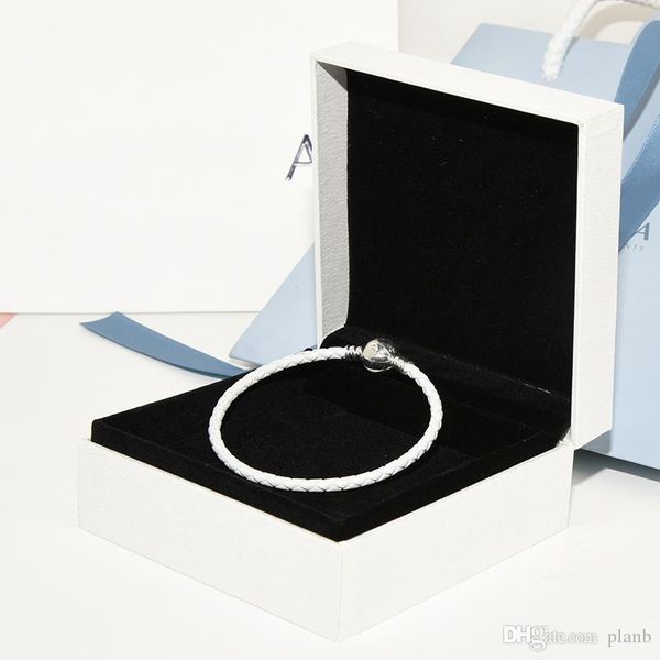 

luxury fashion classic white leather rope hand chain bracelets original gift box for pandora 925 silver charms bracelet for women men