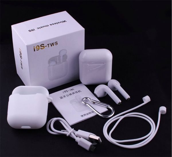 

I9 I9s TWS Wireless Bluetooth Headphones True Stereo Earphones Earbuds with magnetic charger case silicone protector case Anti Lost Rop