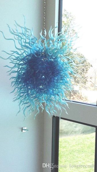 

современный домашний декор гостиная освещение чистый синий 100% ручной выдувного стекла цепи люстра свет и подвесные светильники
