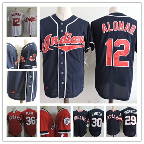

Mens 1977 ANDRE THORNTON Jersey Stitched 2000 ROBERTO ALOMAR Jersey #30 JOE CARTER #36 Gaylord Perry Jerseys S-3XL