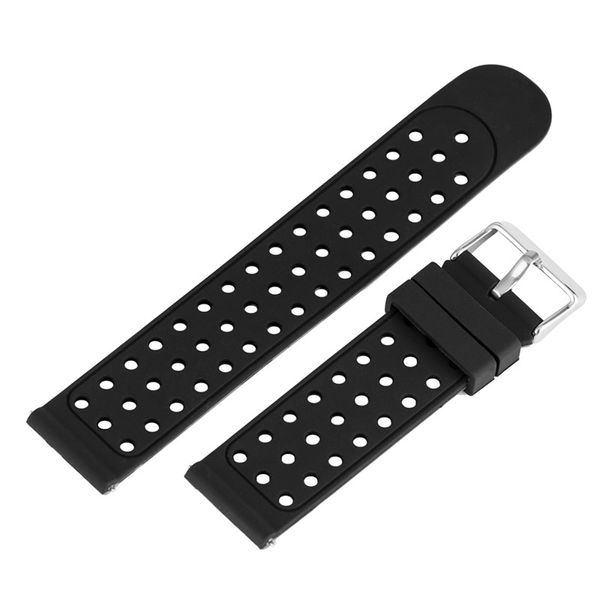 

22mm gray/red watches band casual waterproof replacement wristwatch strap round hole soft silicone watch bracelet with pin buckle, Black;brown