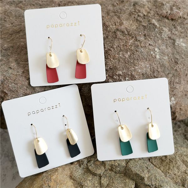 

new fashion double geometric drop earrings candy color earrings for women earring jewelry oorbellen brincos accessories 2019, Silver