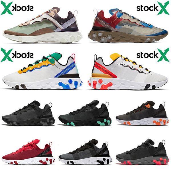 

stock x 2020 react element 87 55 epic undercover men women running shoes green mist tour green yellow sport shoes sneakers 36-45