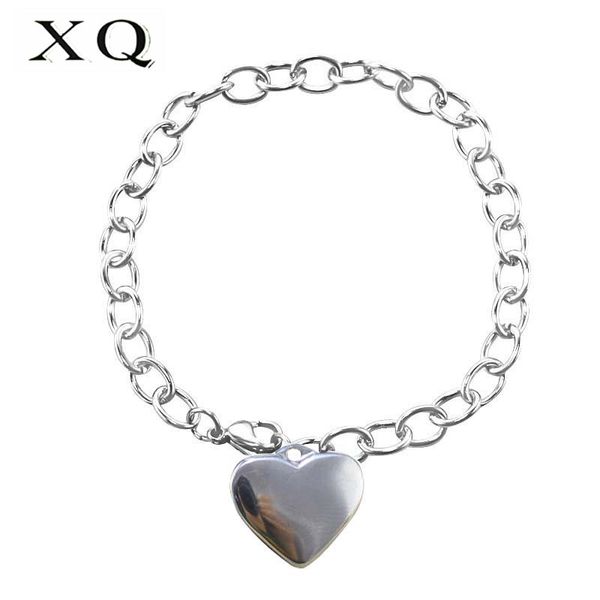 

xq zinc alloy metal chain heart pendant bracelet anklet woman fashion accessories girl birthday gift punk couple jewelry, Black
