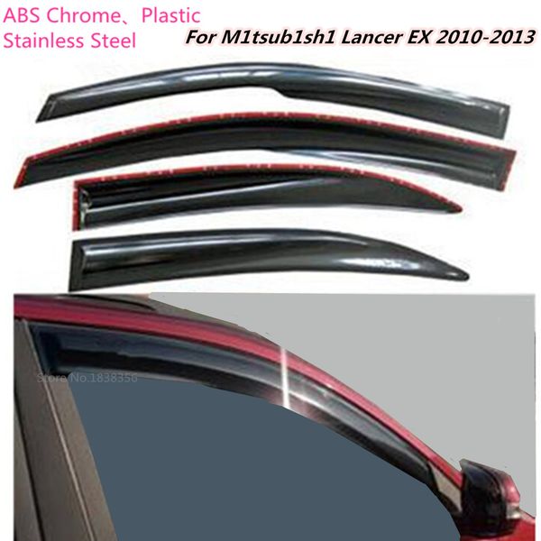 

car cover stick lamp plastic window glass wind visor rain/sun guard vent 4pcs for mitsubishi lancer ex 2010 2011 2012 2013