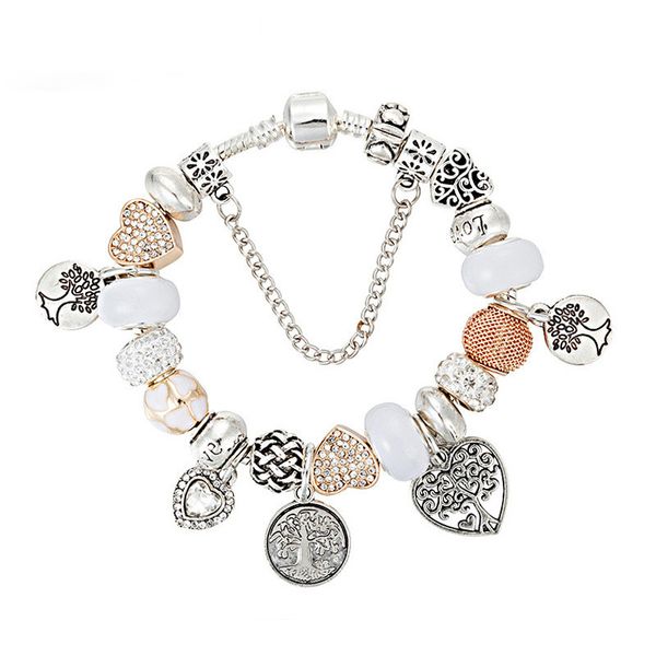 

горячая мода шарм браслет бусины браслеты для женщин дерево жизни кулон браслет шарм пандора любовь бисера в подарок diy ювелирные изделия, Golden;silver