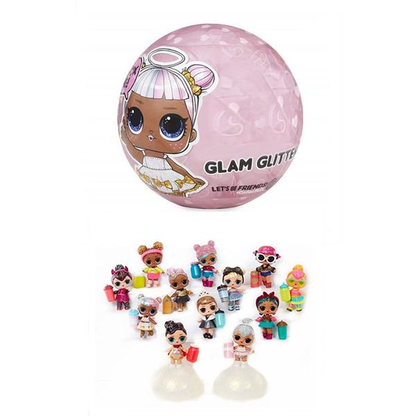 

american style glam glitter series doll 10cm ball with box action figures doll girls' christmas gift toy