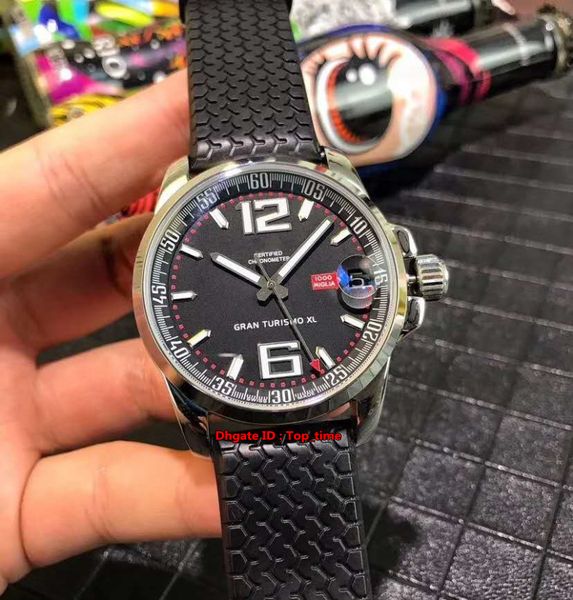 

2 style gt xl 168997-3001 stainless steel automatic mens watch black dial rubber strap gents sports watches, Slivery;brown