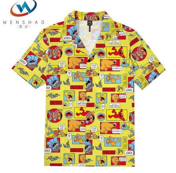 

20ss mens printed гавайский сыпучие отпуск плюс размер кнопки с коротким рукавом повседневная одежда пуговицы comfort топы vs001, White;black