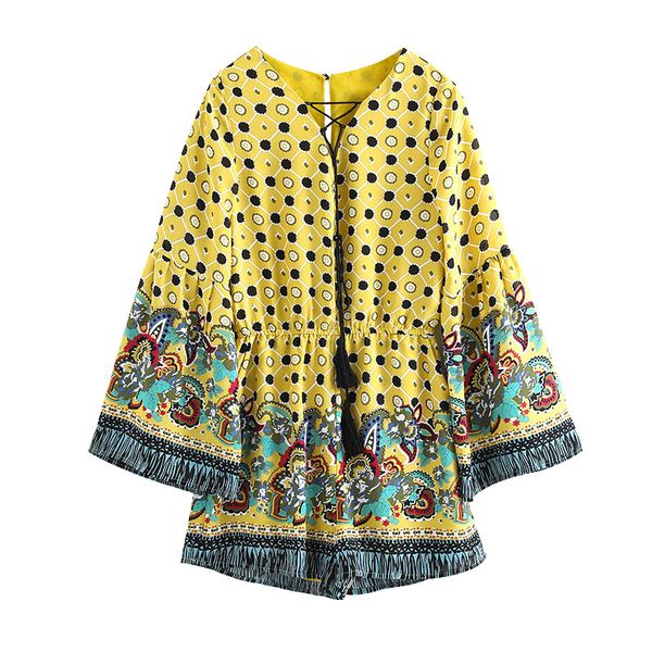 

women's pants & capris 2021 bohemian mini beach jumpsuit ethnic style thailand travel set, Black;white