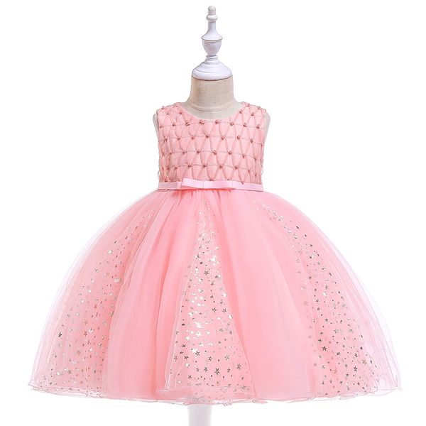 

popular lace kids children birthday wedding party dresses princess flower girls dresses sleeveless girls formal wears clothin, White;blue