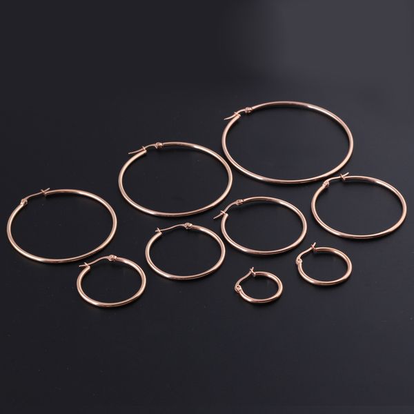 

2 шт. розовое золото женщины серьги ювелирные изделия нержавеющей стали 316l обруч серьги для девушки женщины ювелирные изделия серьги обруч, Golden;silver