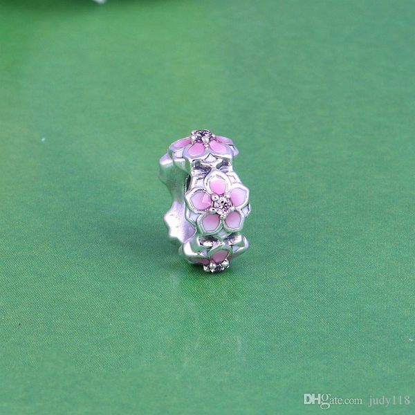 

memnon jewelry 2017 spring magnolia bloom flowers spacer charms beads for jewelry diy making 925 sterling silver enamel ser floral bead, Bronze;silver