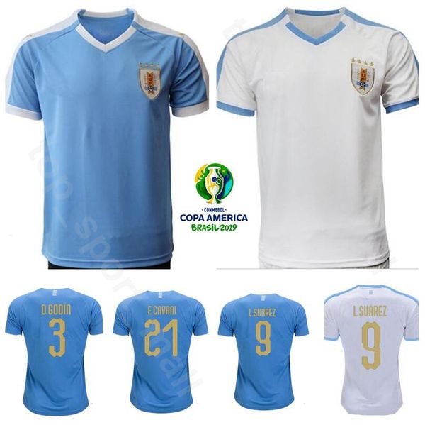 

copa america 2019 uruguay jersey men soccer 9 suarez 21 cavani 3 godin 11 stuani 2 gimenez 7 lodeiro football shirt kits uniform, Black;yellow