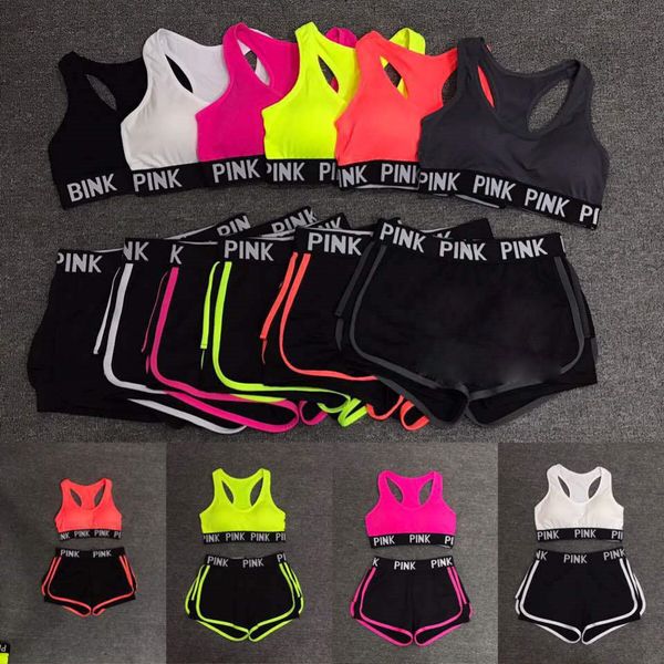

Pink letter track uit bra et bra hort pant two piece women underwear crop bra hort fitne uit port yoga ve t et ummer, Red;black