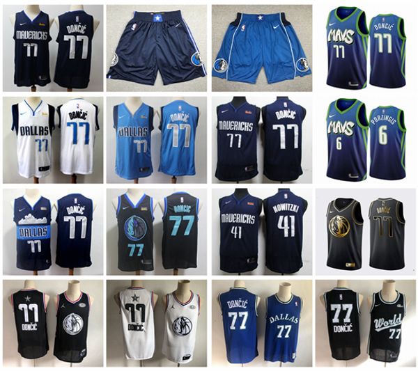 

2020 men dallas mavericks luka doncic city edition statement swingman basketball jersey stitched mavericks 77 luka doncic shorts, Black;red