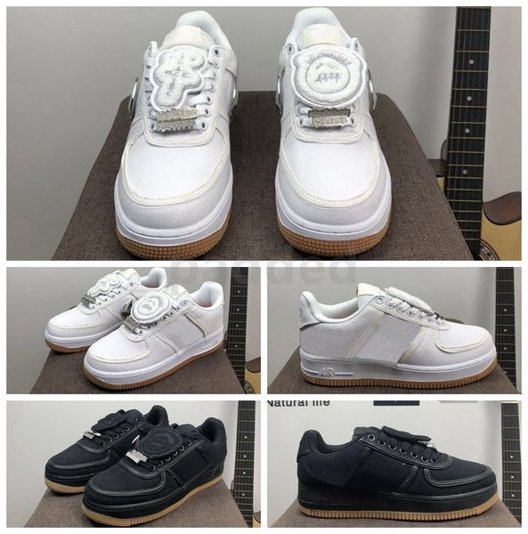 

travis scotts air men designer running shoes forces 3m white black sneakers trainers 1 sports skate shoes size 36-45, White;red