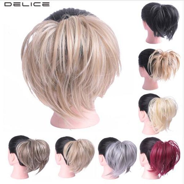 Women Elastic Donut Chignon Rubber Band Synthetic Straight Big