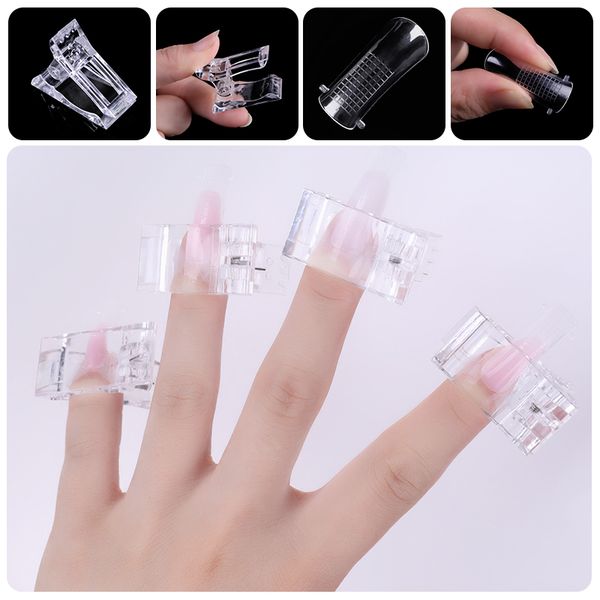 

lilycute 40pcs false nail tips reusable quick nail tips clip plastic finger poly quick building gel manicure art tools
