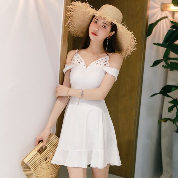 

женщины красоты swimsuits платье дама рюши купальники one piece matching бикини тинейджеры похудение купание плюс размер плавать badpak, White;black