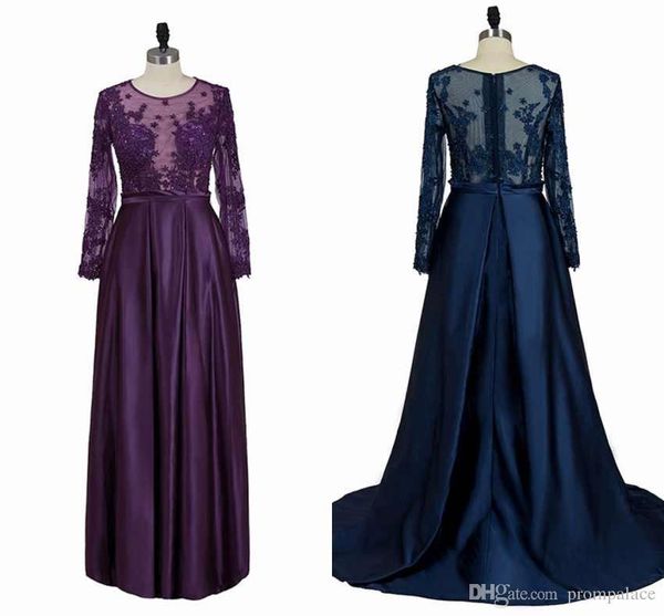 

великолепные платья для мамы невесты драгоценные шеи с длинными рукавами кружевные аппликации из бисера a-line платья для выпускного, Black;red