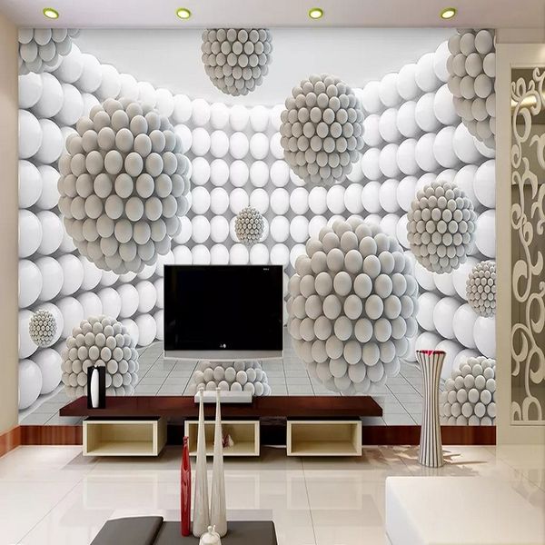 

home decor custom large mural 3d wallpaper modern creative 3d expansion space white gray sphere tv back wall decor deep 5d embossed