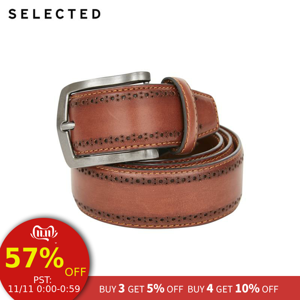 

selected men's cow leather waist belt a|4193lb502, Black;brown