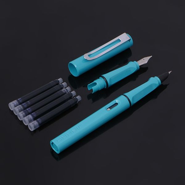 

jinhao 599 8 colors 5pcs ink blue and 2pcs medium fine nib fountain pen new l41e