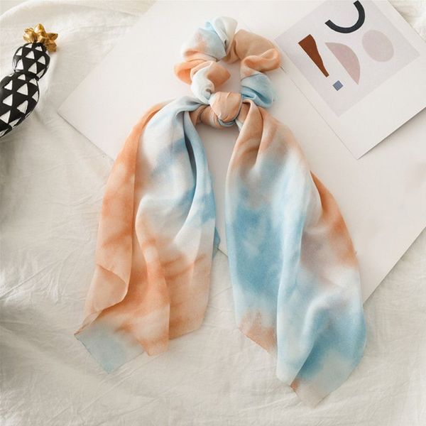

chiffon ribbon bow scrunchies scarf contrast tie-dye elastic ponytail hair ties q0ke, Slivery;white