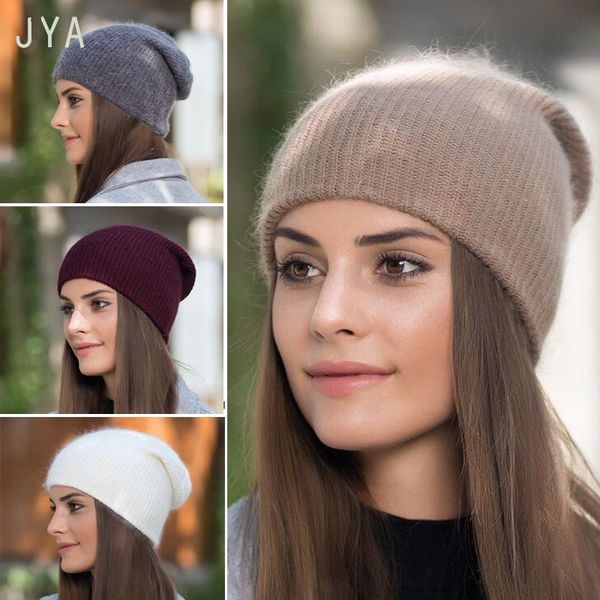 

knitted cashmere acrylic winter hats for women girls solid color fashion casual beanies for ladies 2018 autumn new, Blue;gray