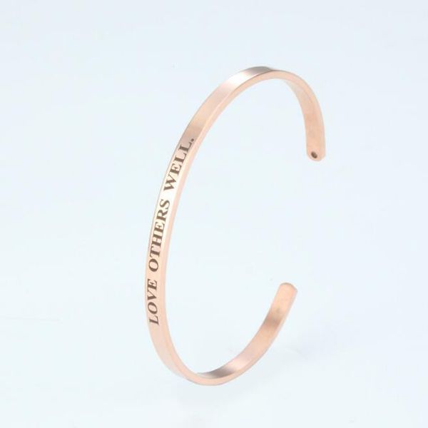

stainless steel fashion custom bangle gift - love others well cuff bracelet for friend /couple gifts, White