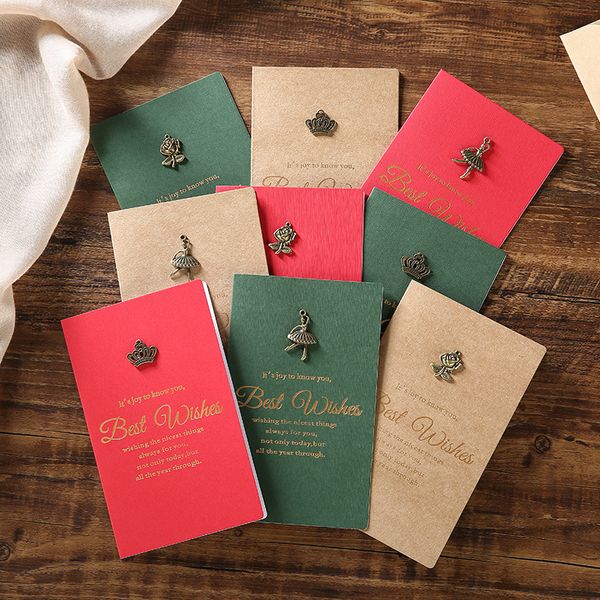 

10pcs birthday card handmade retro stamping creative metal card father's day gift with envelope greeting