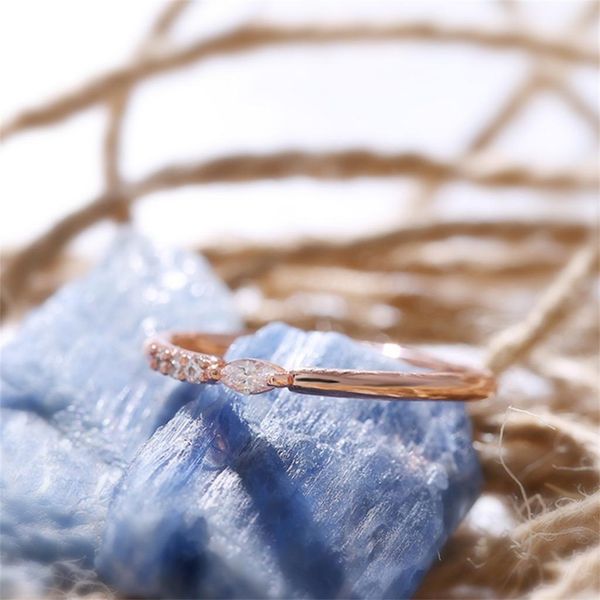 

women rose gold ring zircons copper rings fashion trendy lady jewelry, Golden;silver