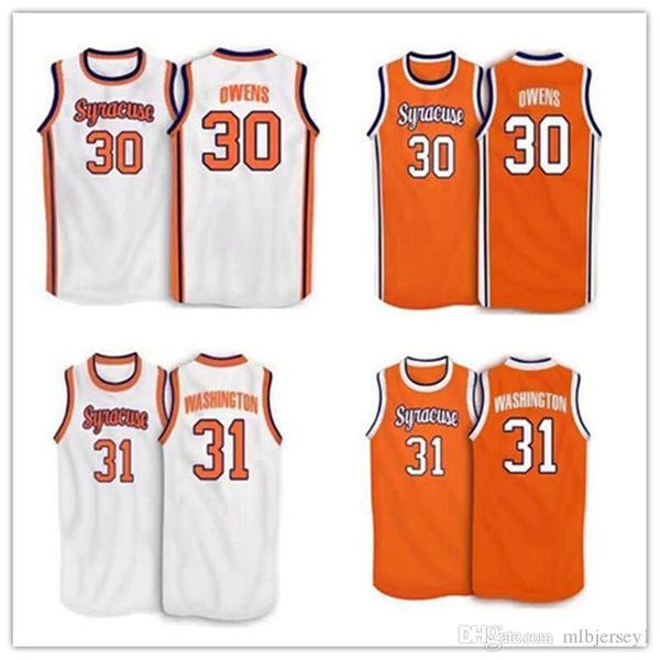 

#4 rony seikaly #1 hakim warrick #30 billy owens #31 dwayne pearl washington syracuse orange 1991 college jersey, Black;blue