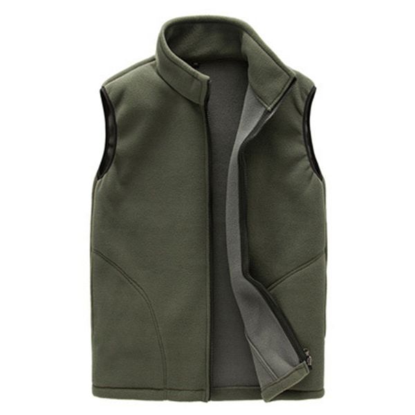 

autumn men fleece vest solid color warm sleeveless jacket winter casual mens zipper waistcoat thermal outwear top, Black;white
