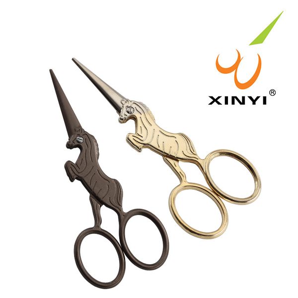

horse scissors titanium-plated retro scissors embroidered hand-cut mini-scissors barbershop hair shears