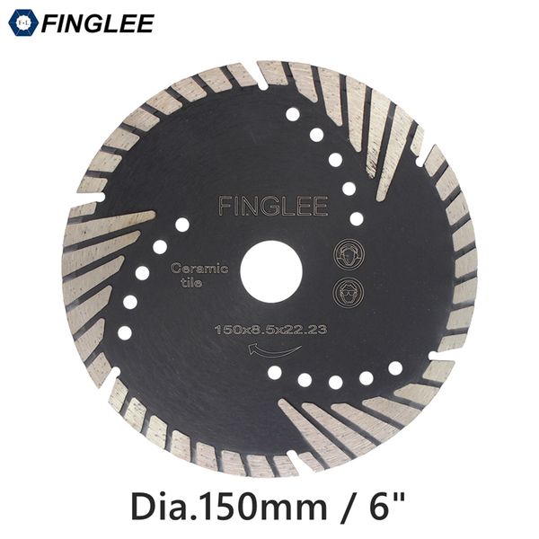 

1pc finglee 150mm/6inch diamond cutting saw blade,turbo teeth slant protection cutting disc for concrete, marble granite stone