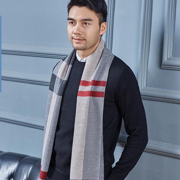 

new mens scarf autumn and winter warm cashmere mens south korea and japan check with casual scarf wholesale, Blue;gray