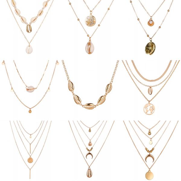 

new multilayer crystal moon necklaces & pendants for women vintage charm gold choker necklace 2019 bohemian jewelry wholesale, Silver