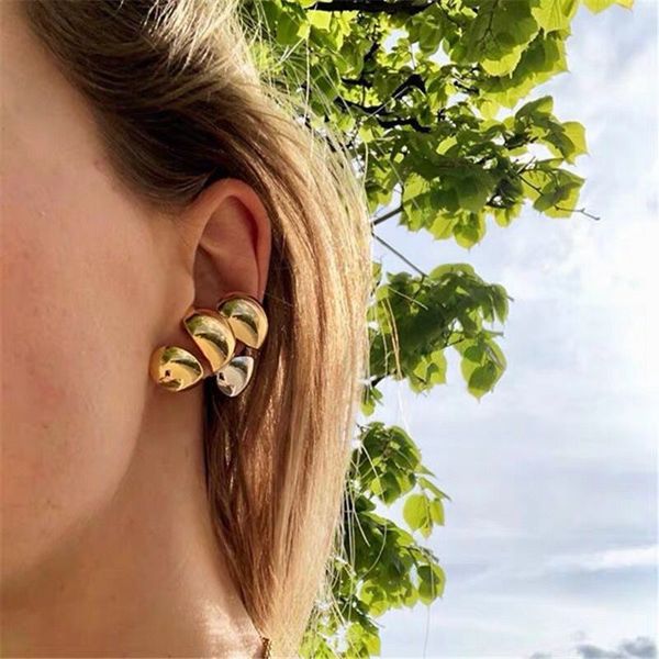 

srcoi simple personality ear cuffs without piercing hip hop earrings punk metal silver gold color clip earrings for women party, Golden