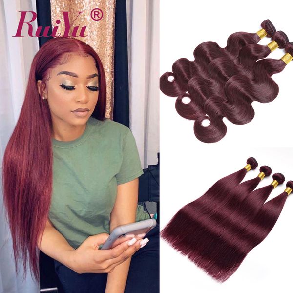 

99j burgundy цветное индийских человеческих пучки волос 3 шт красное вино цвет прямые волосы плетение утки ruiyu remy объемная волна волос v, Black