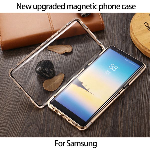 

for samsung phone case magnetic mobile phone case all-inclusive anti-drop curved tempered glass cover support retail/wholesale