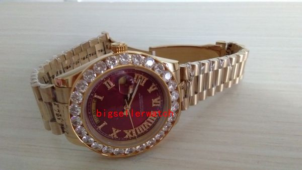 

mens watches 41 mm 228235 date president 18k yellow gold diamond bezel roman dial asian 2813 autom.., Slivery;brown